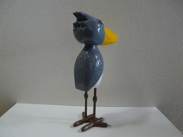 木彫り　置物　ハシビロコウ_ペア