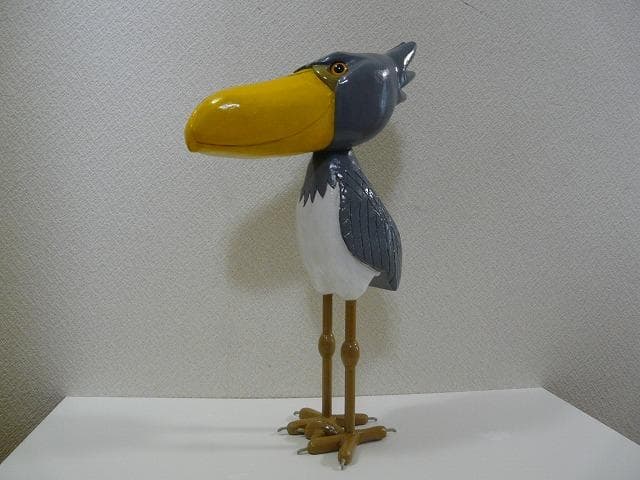 木彫り　置物　ハシビロコウ_ペア