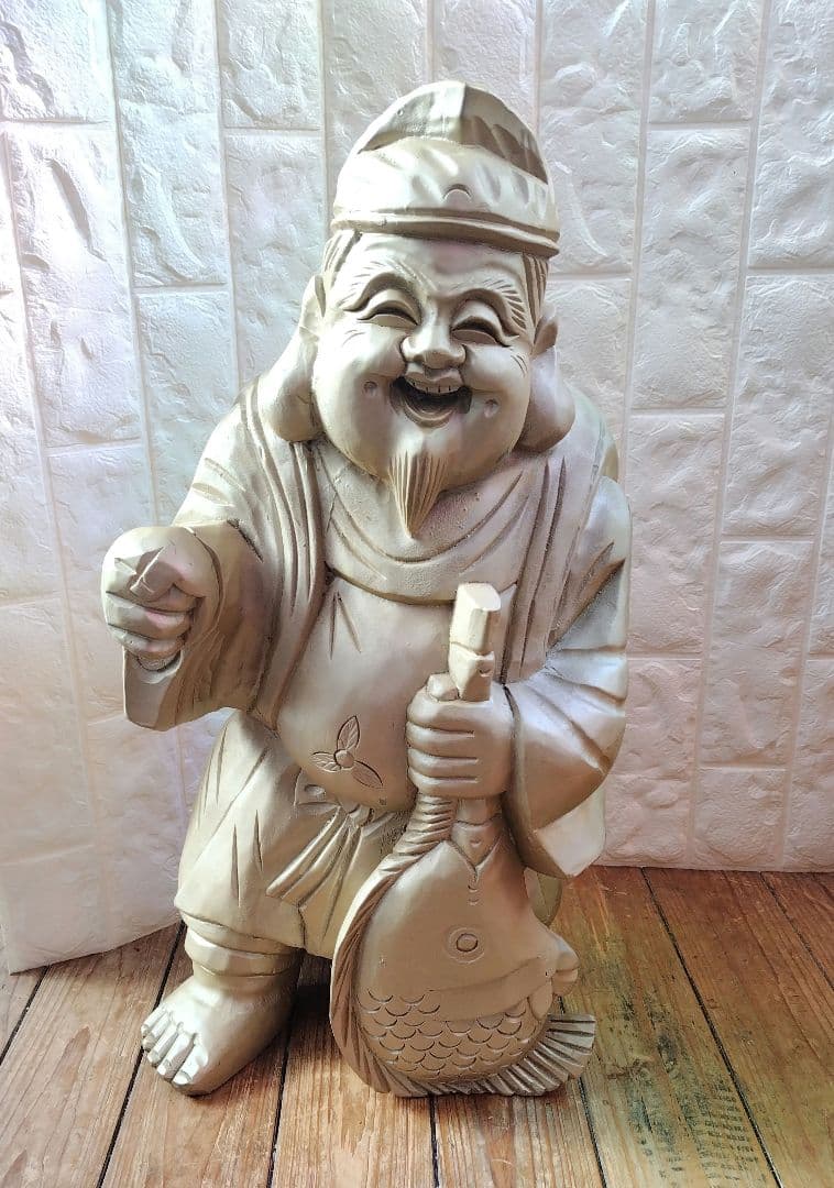 恵比寿 様 木彫り Japanese Wooden Ebisu