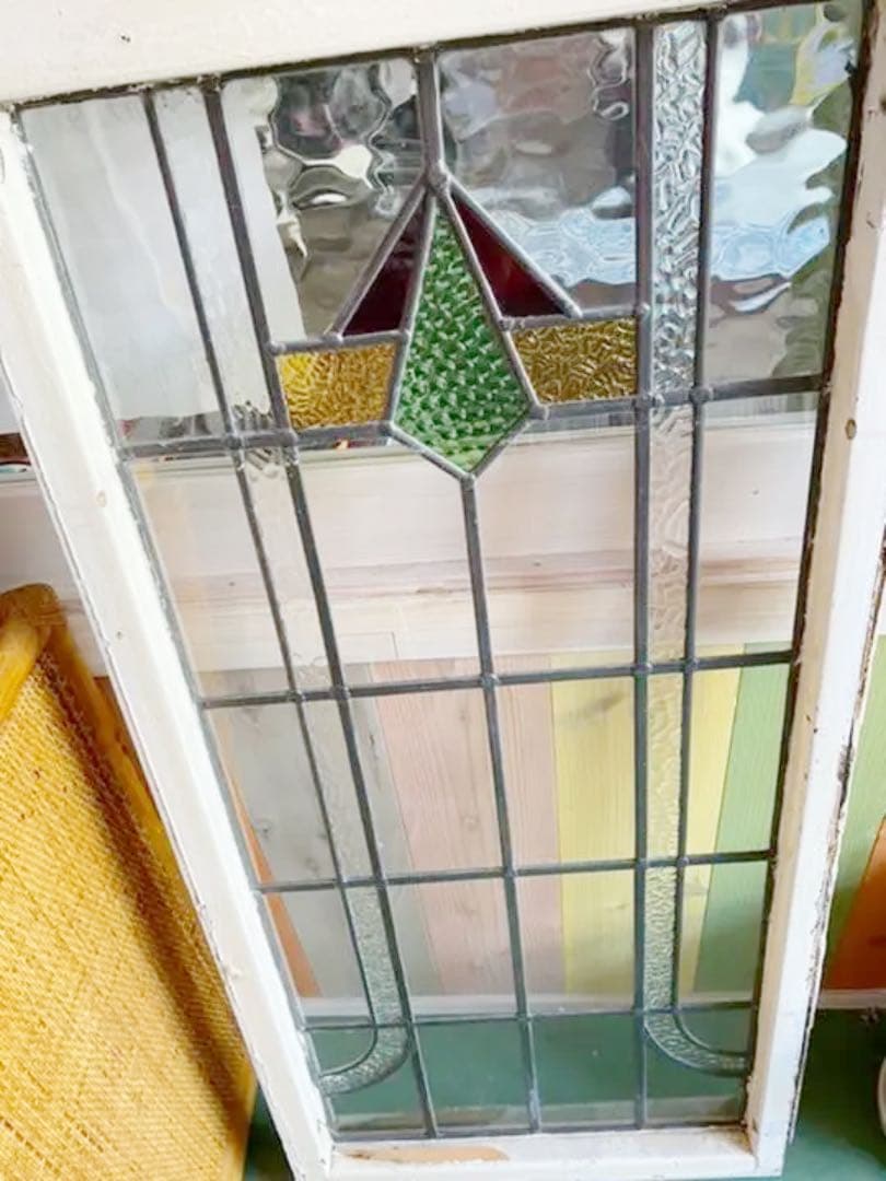 イギリスアンティークステンドグラスグリーン