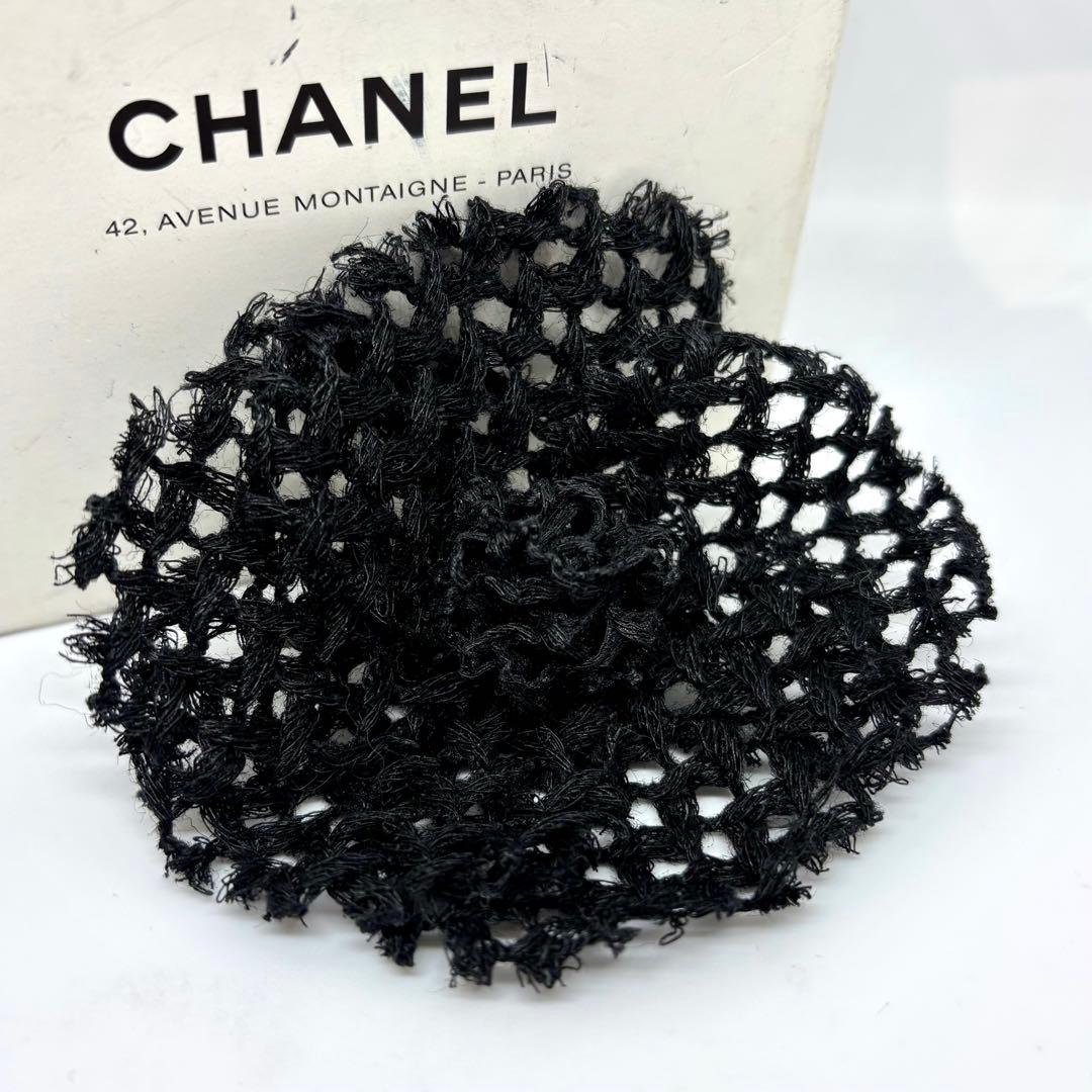 【シャネル】カメリア コサージュ ブローチ メッシュ 黒 入学式 お祝い 式典