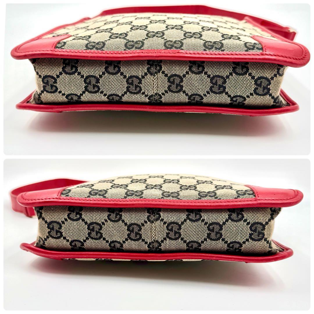 【鑑定済】Gucci グッチ GGキャンバス ワンショルダー バッグ赤 レッド