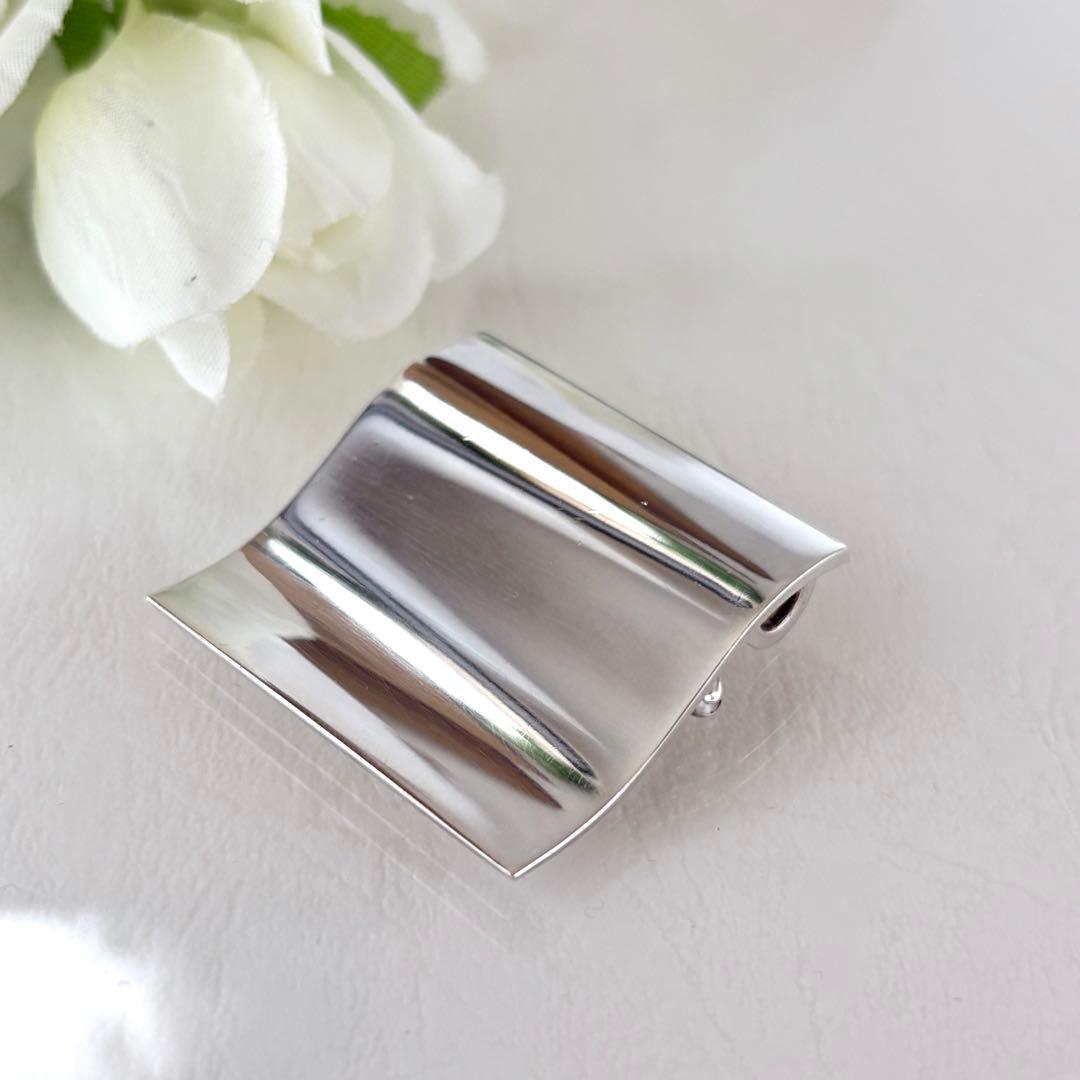 416【ジョージジョンセン】シルバー　ブローチ　トップ　2wayスクエア 432