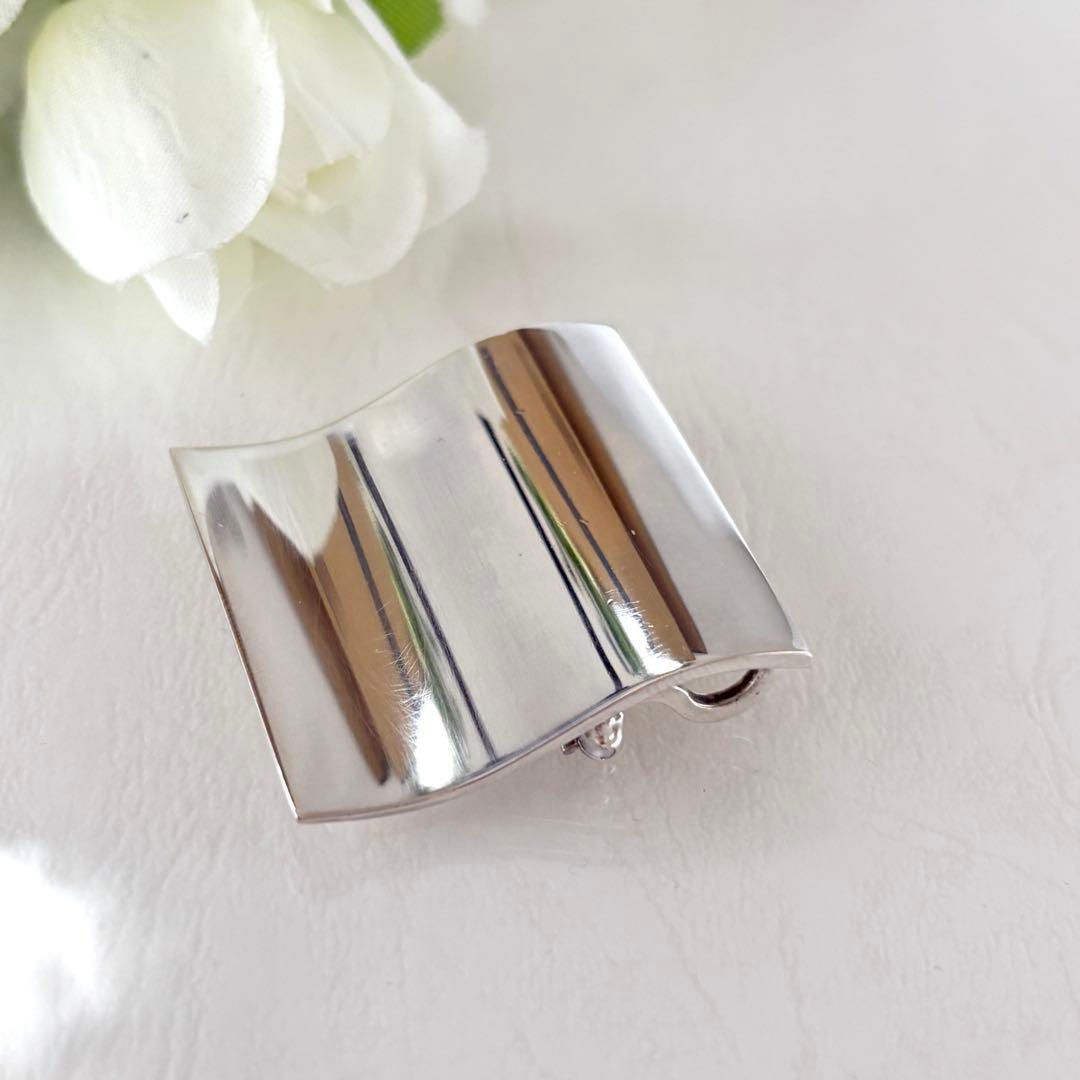 416【ジョージジョンセン】シルバー　ブローチ　トップ　2wayスクエア 432