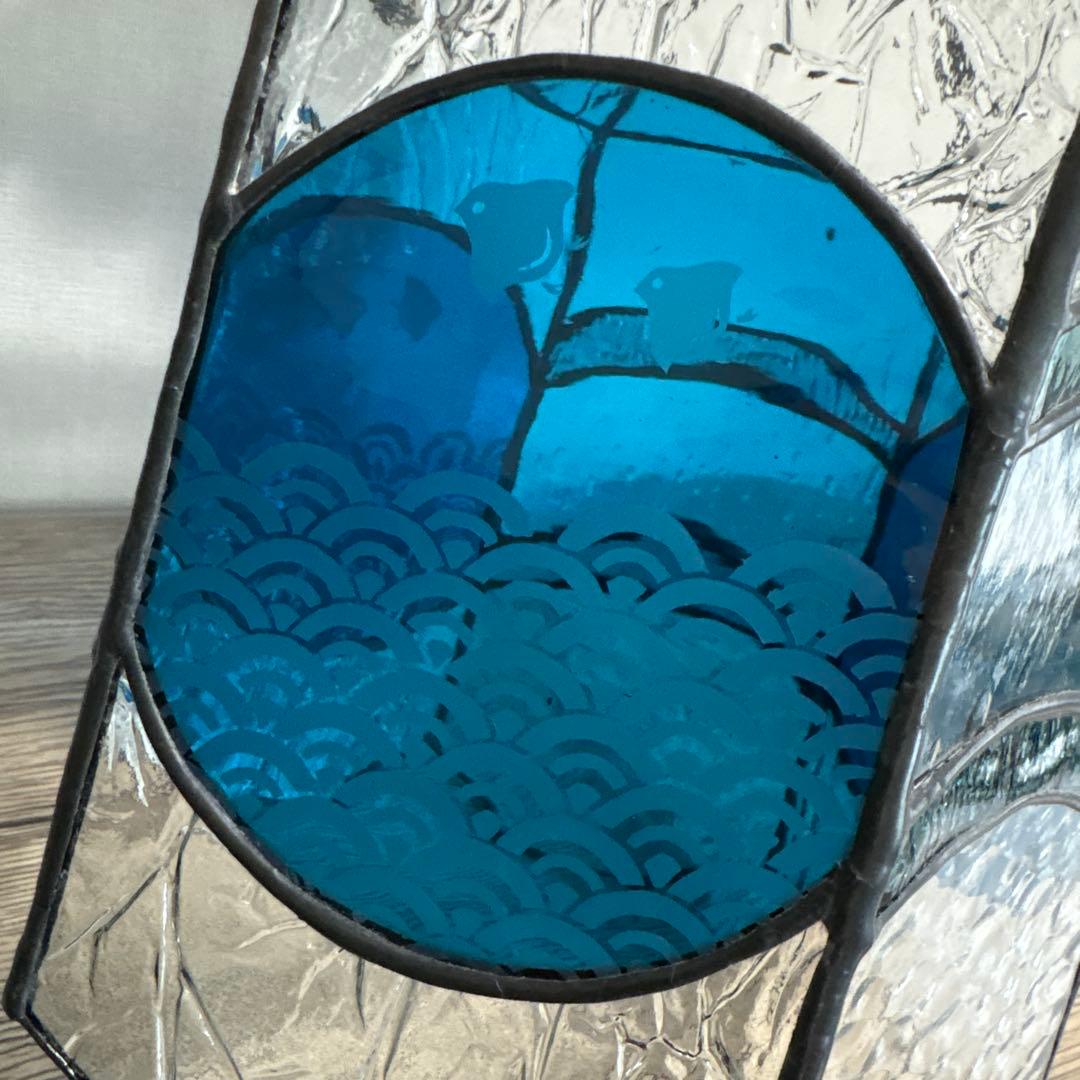 【レア】昭和　和柄　骨董　レトロ　ステンドグラス　インテリアディスプレイ　窓辺