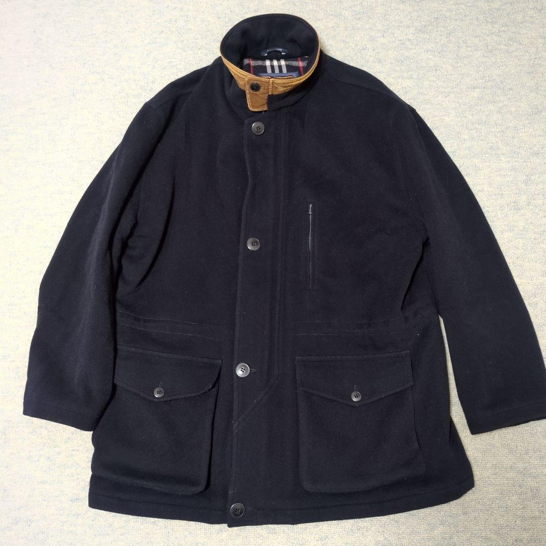 バーバリーズ ウール スタンドカラーブルゾン カシミヤ混 ノバチェック ネイビー