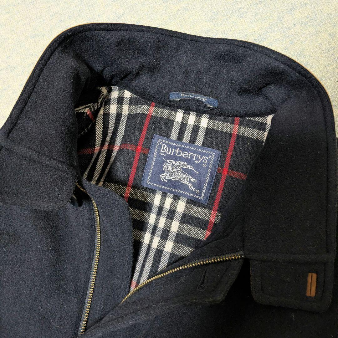 バーバリーズ ウール スタンドカラーブルゾン カシミヤ混 ノバチェック ネイビー