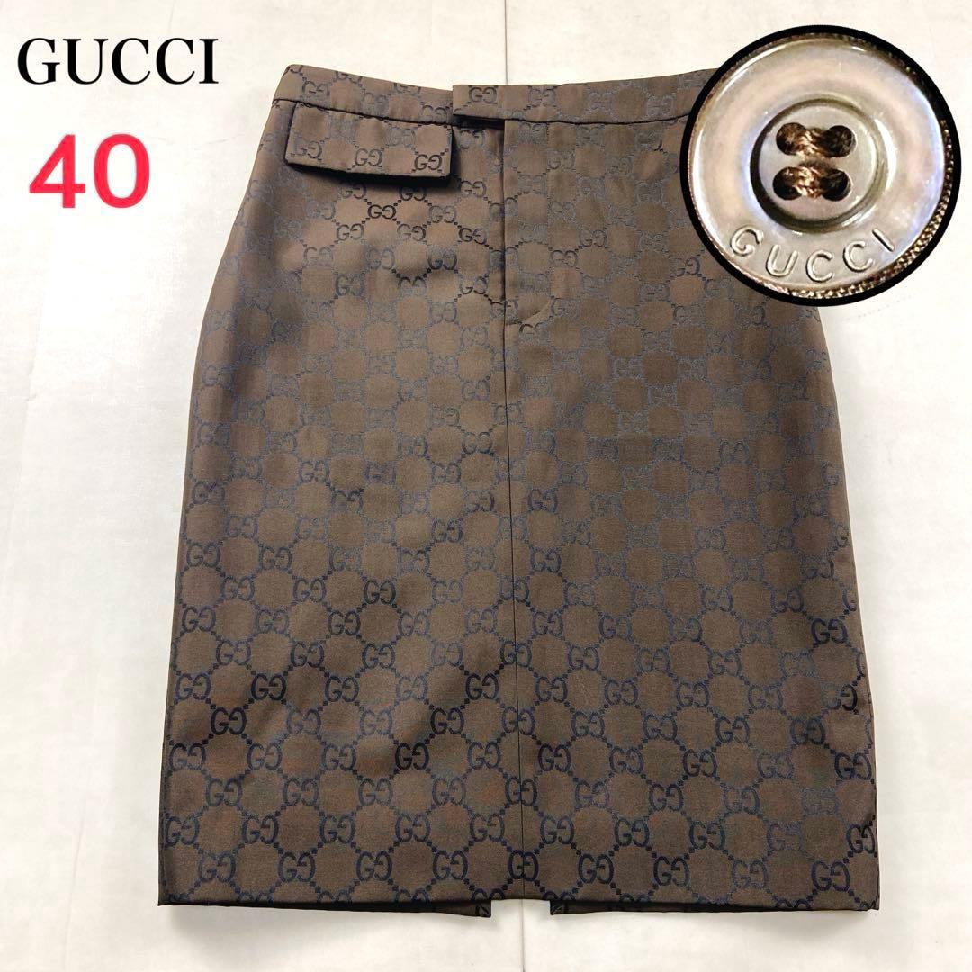 極美品 GUCCI GG柄 モノグラム スカート フロントポケット 40 L