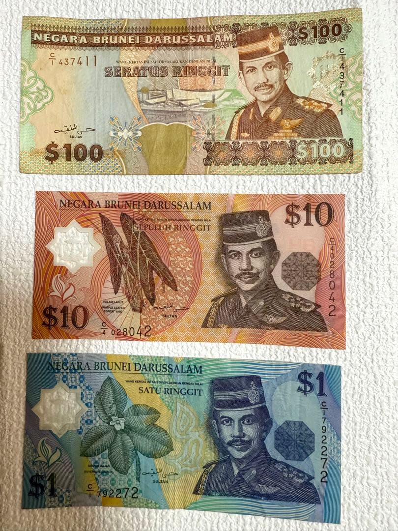 ブルネイ　旧紙幣　1996年　3枚　まとめ