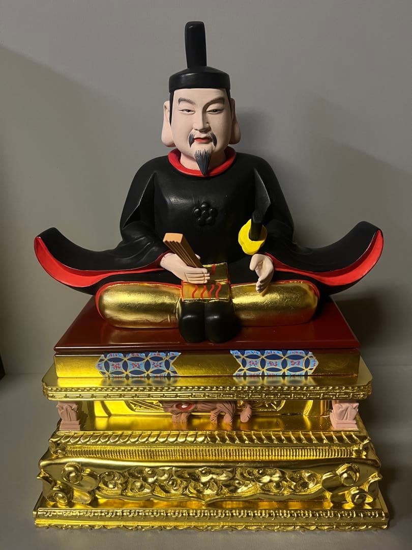 限定特別値引　菅原道真公　木彫り　彩色　天神様　学問の神様　大　23