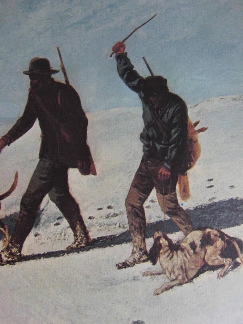 ギュスターヴ・クールベ、【密猟者】、希少な額装用画集より、状態良好、新品額装付