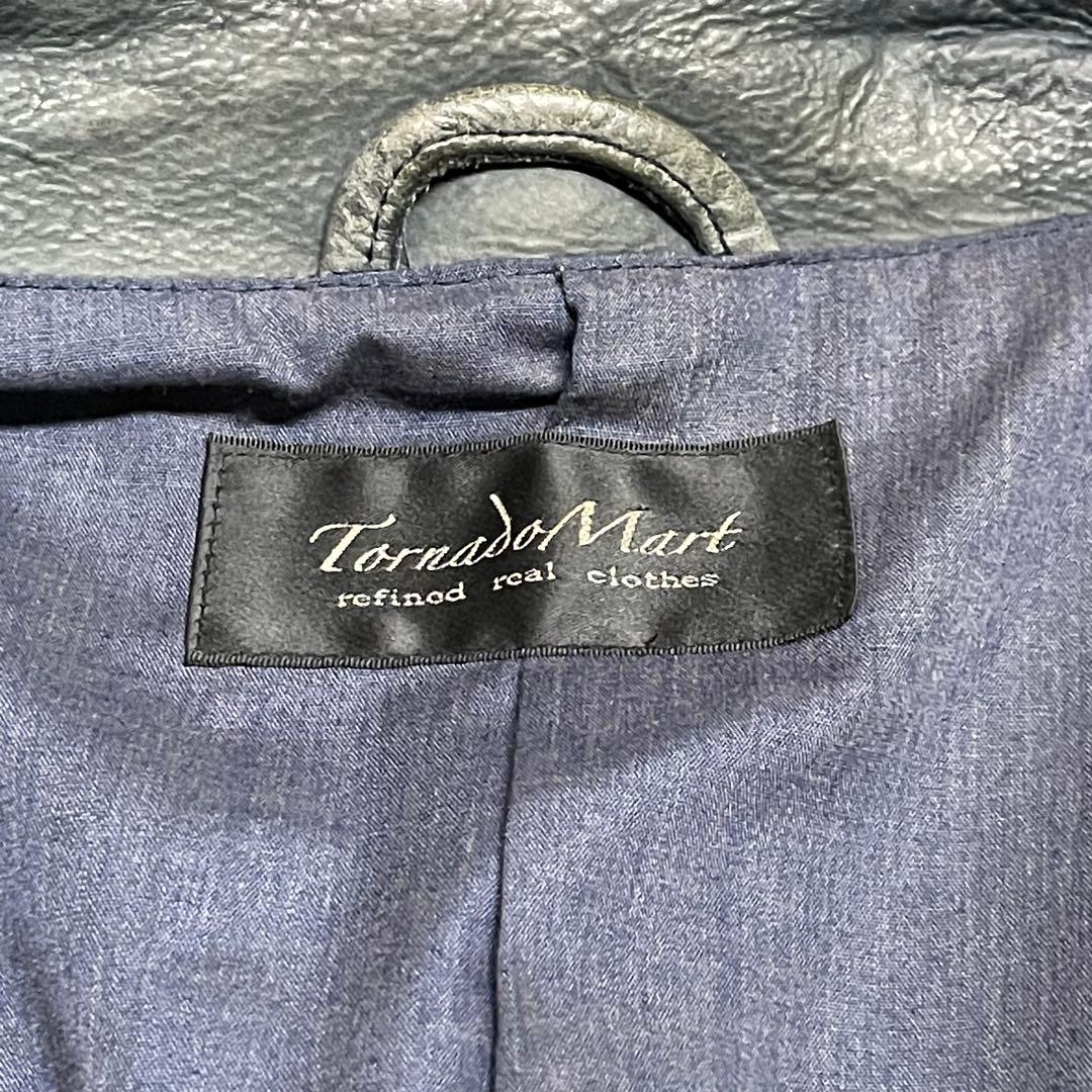 トルネードマート　ブルー　グレー 牛革　シングルライダース