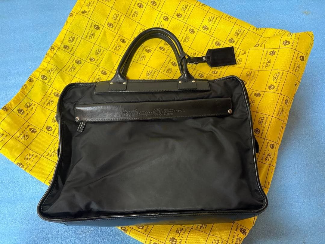 フェリージ　黒 ナイロン レザーバッグ タグ付き