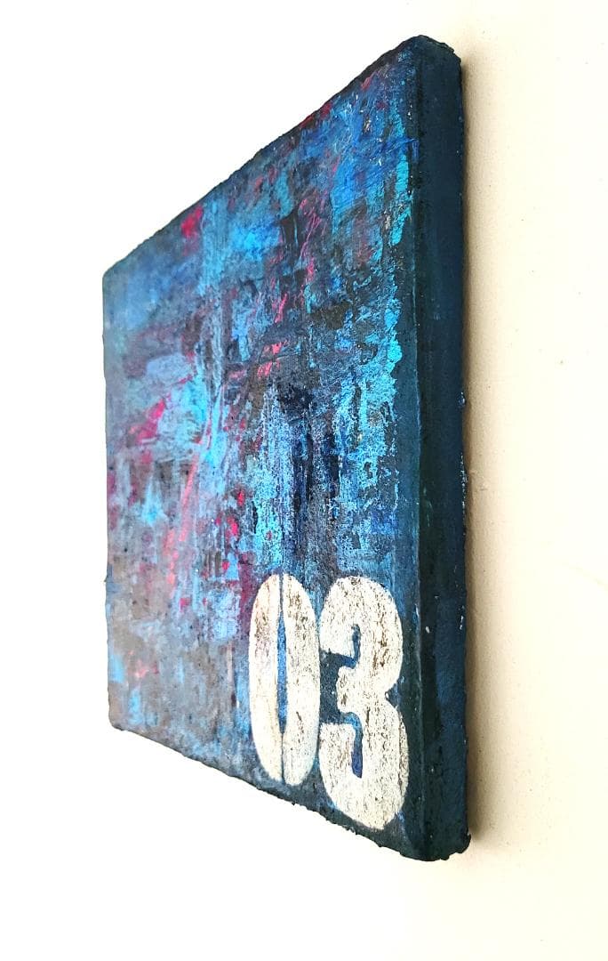 ナンバー3 / テクスチャーアート18×18㎝ S0 モダンアート 原画1点のみ