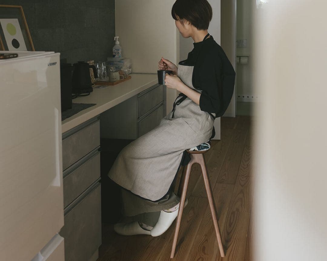 キッチンスツールBR H630＋ミナ ペルホネン　タンバリン　マスタード