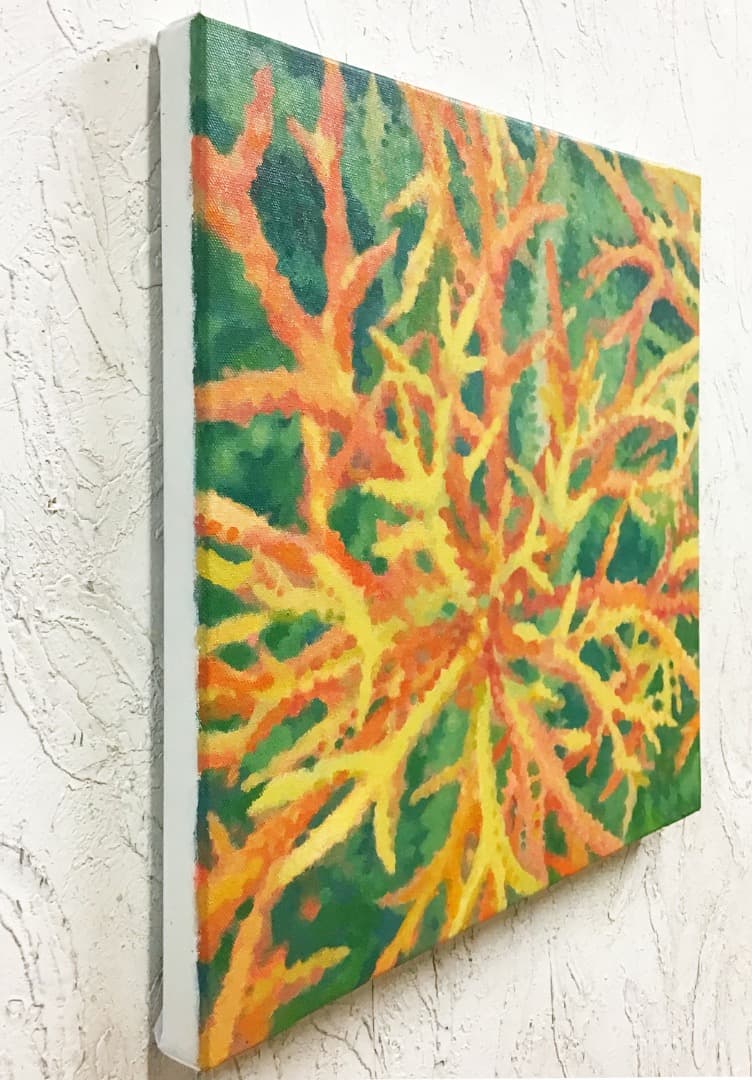 絵画781 油絵/抽象画風/植物/S4号