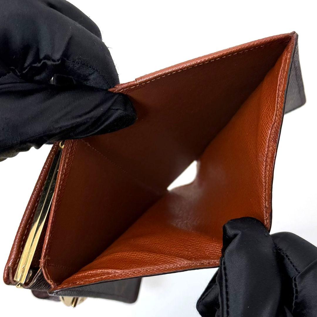 良品 ルイヴィトン モノグラム ポルトモネ ビエ ヴィエノワ がま口 茶 財布