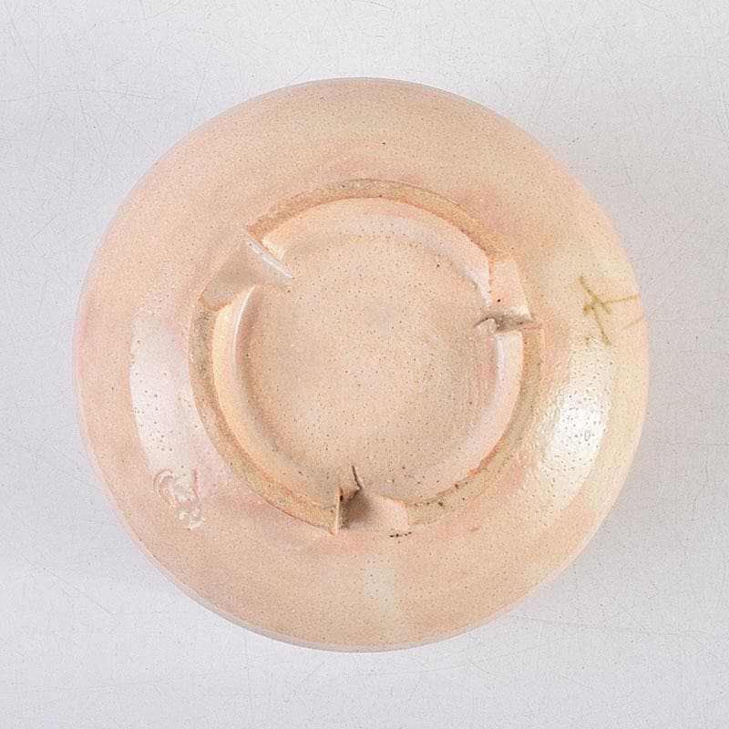 茶道具　志野焼　立鶴絵　茶碗　在銘　時代箱　V　R9374