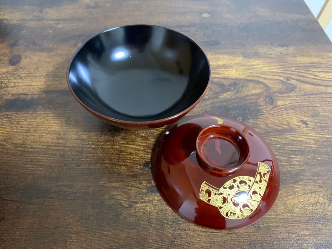 輪島塗　金彩　吸物椀10客　時代物　蓋付き椀　お椀　汁椀　椀　未使用品