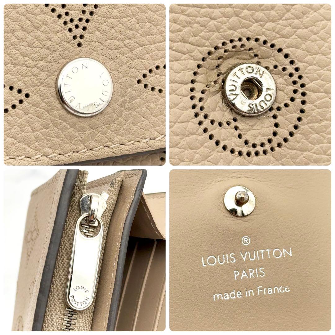 【最高級美品】ルイヴィトン マヒナ イリス コンパクト 二つ折り財布 ベージュ