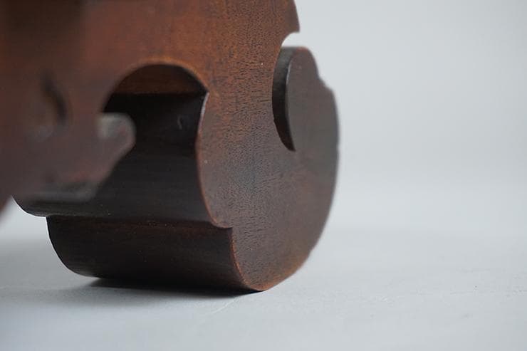 時代木彫刀掛け　稲穂透かし五本掛け　日本刀飾り台