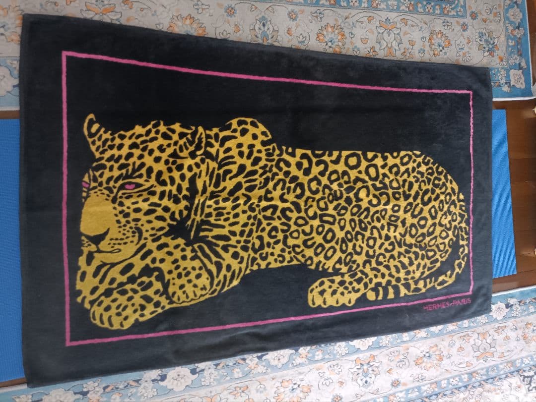 エルメス　ビーチタオル　ラグ　大判 豹柄