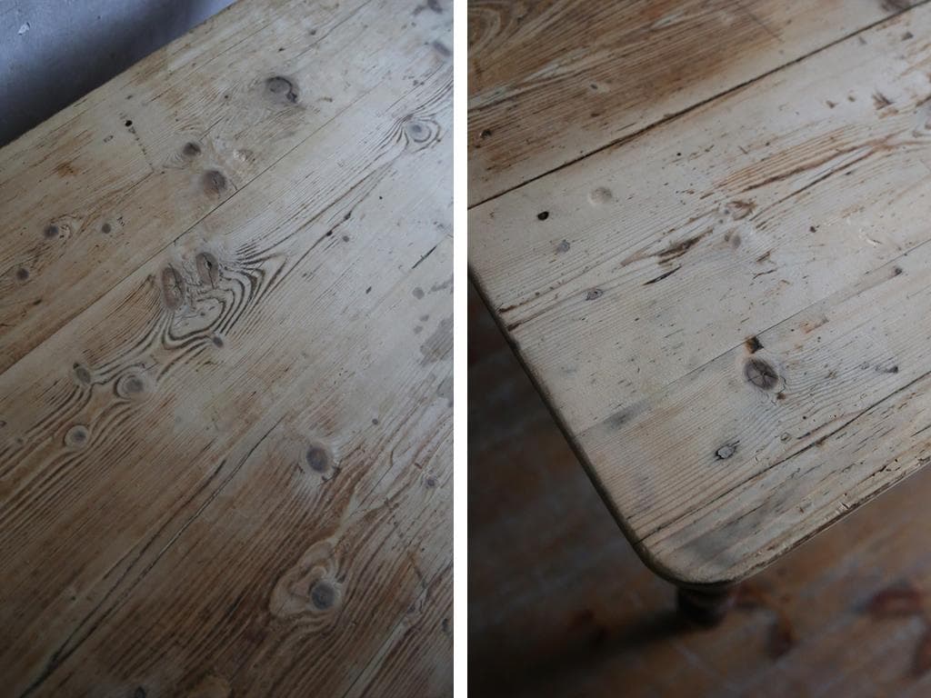 イギリスアンティーク◇オールドパイン古木ダイニングテーブル/木製机(72-76)