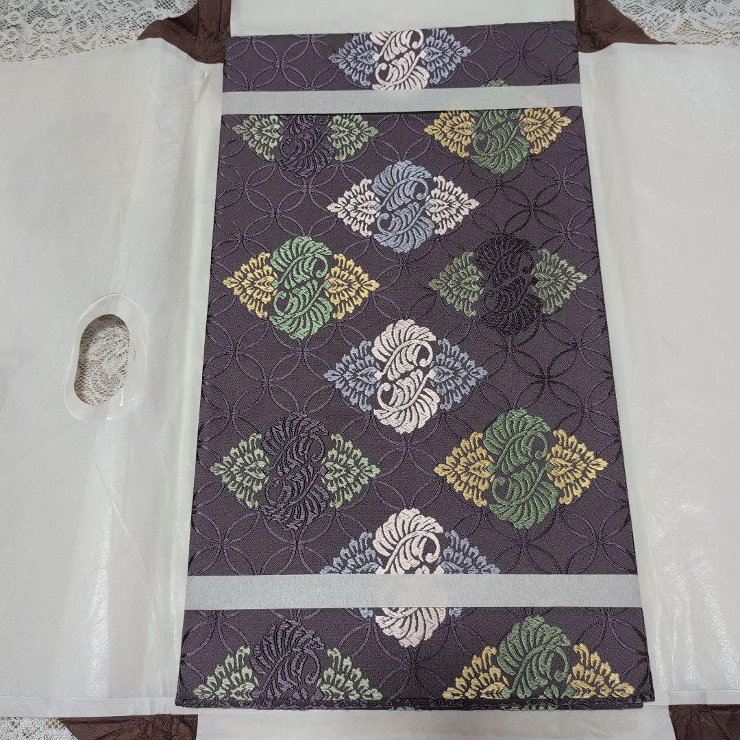 【新品未使用】袋帯　六通柄　平安王朝襲色目　花菱七宝繋　紫