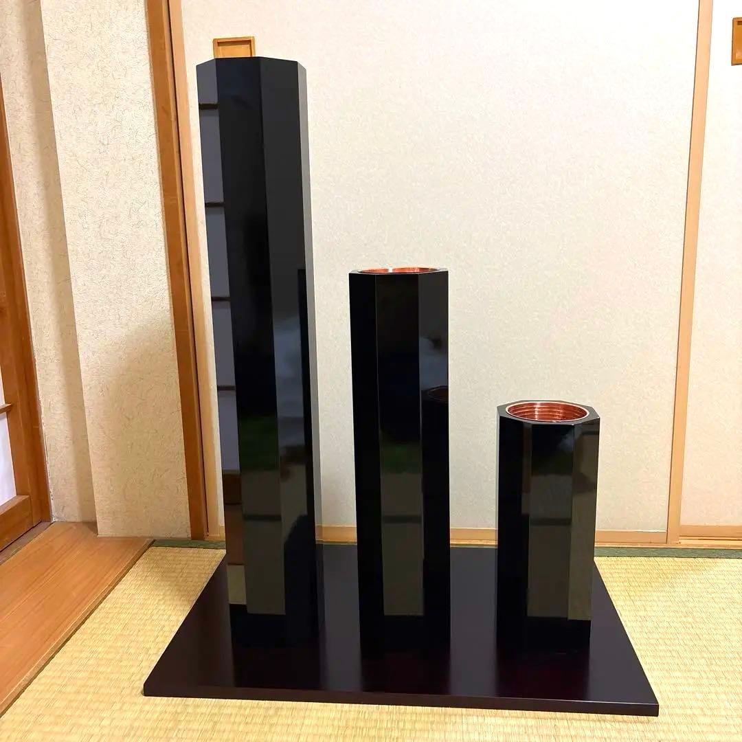 52 美品！！　八角長三管筒　3本セット　花入れ　生け花　未生流　御室流　花器