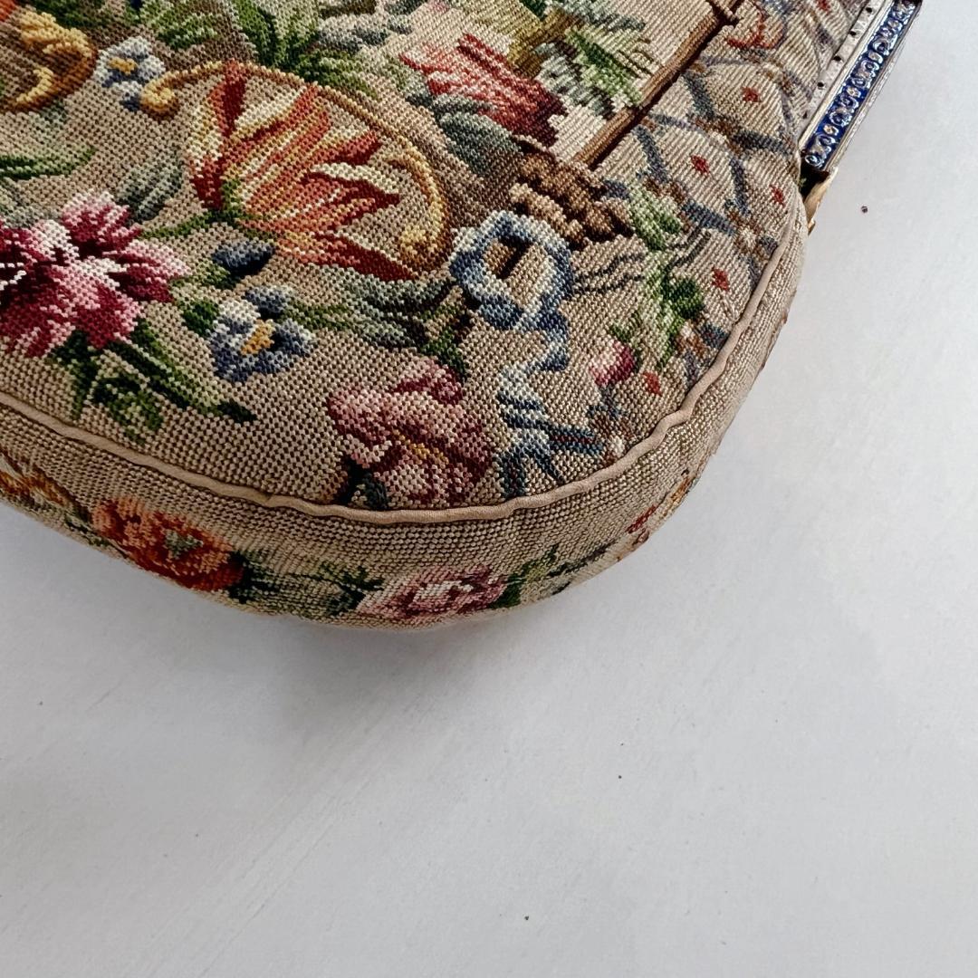 プチポワン刺繍　パーティーバッグ