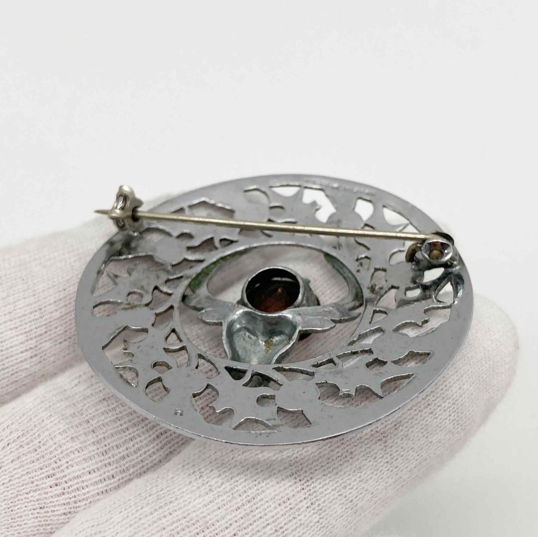 スコットランドのブローチ　鹿、アザミの透かし模様 MIZPAH社　s1702