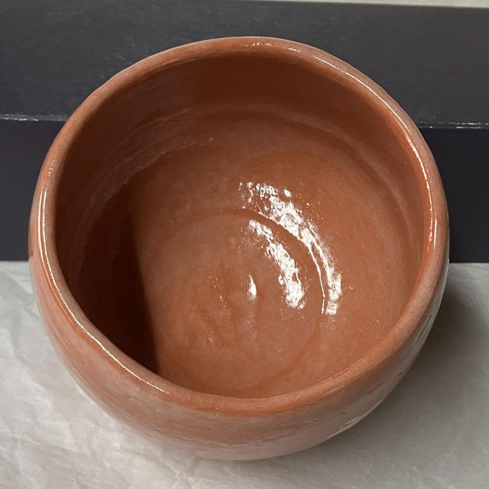 F1430 吉村楽入 赤楽 茶碗 共箱 兼中斎 宗匠 筆 抹茶碗 茶道具