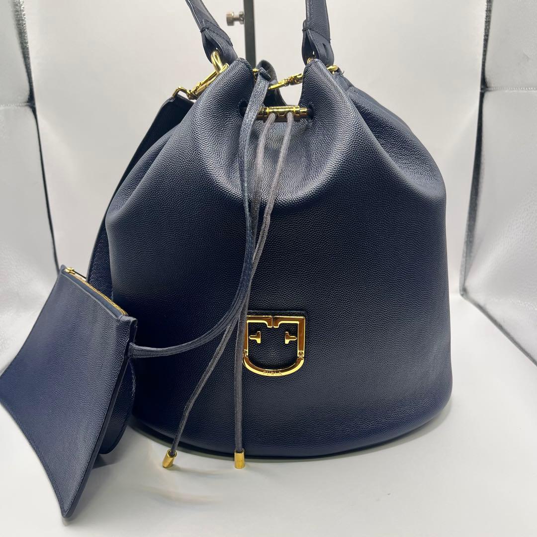 フルラ ショルダーバッグ 2way コロナ 巾着 ポーチ付　バケット レザー