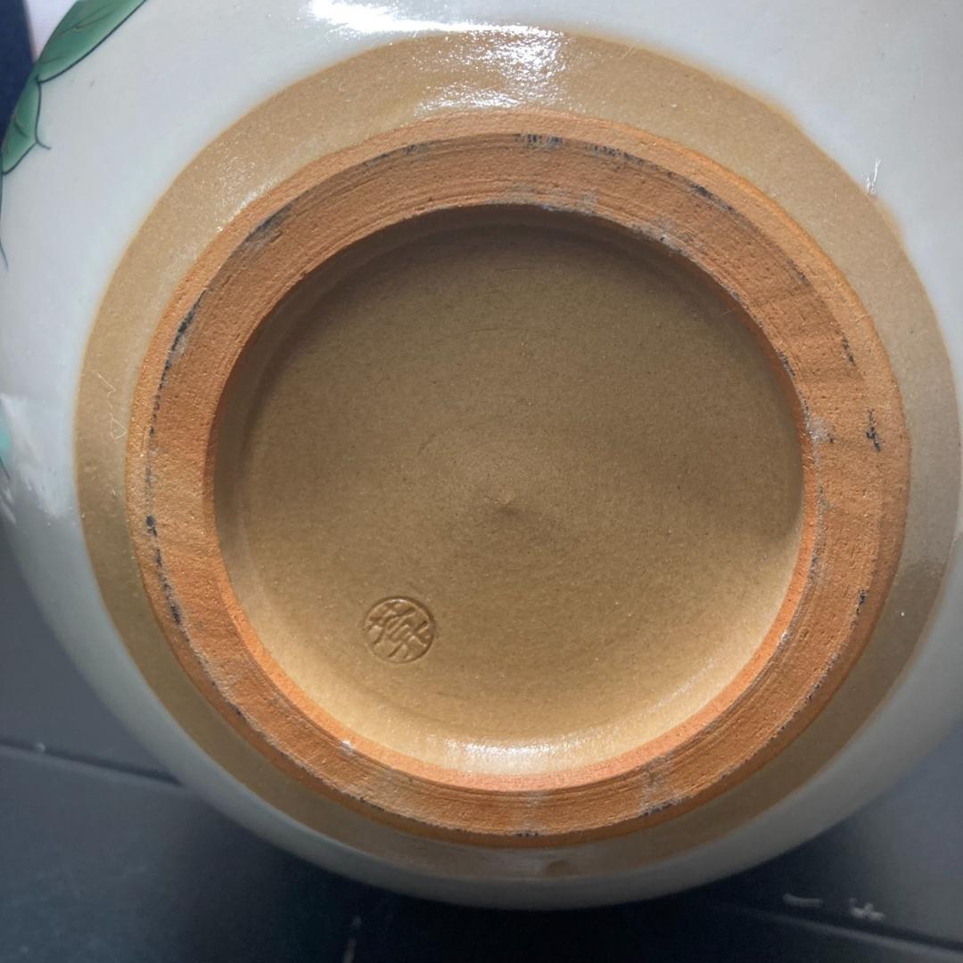 京焼　清水焼　陶あん　白掛牡丹　花瓶　陶器製　日本製　花生　しろがけぼたん