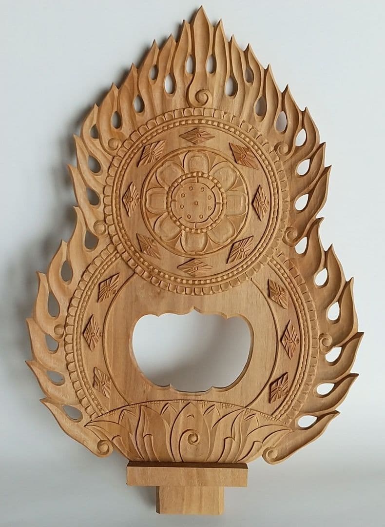 光背(3.5寸坐像用)#425 透し彫 火焔 ◆白檀 木彫 仏像付属品