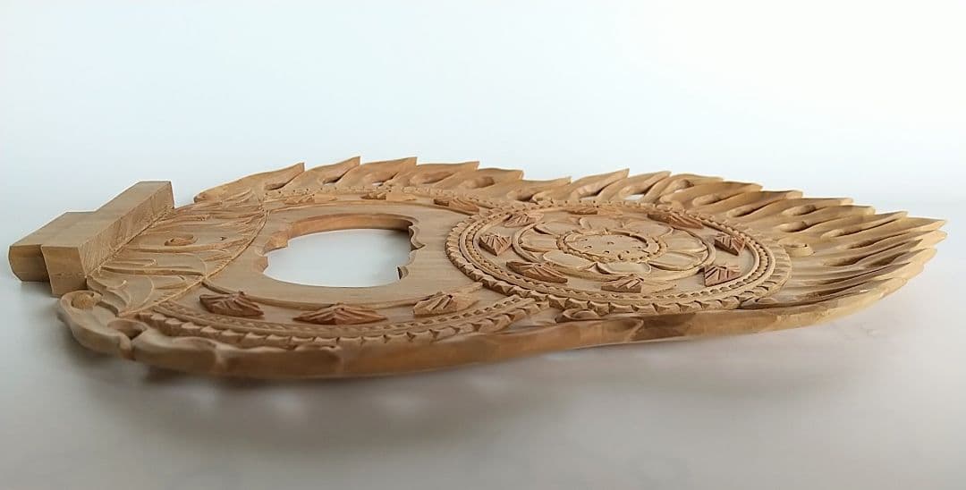 光背(3.5寸坐像用)#425 透し彫 火焔 ◆白檀 木彫 仏像付属品