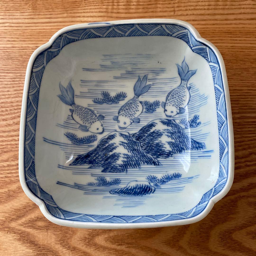 金魚絵図 四角鉢