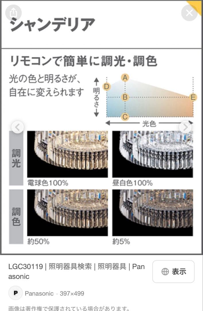クリスタルシャンデリア Panasonic