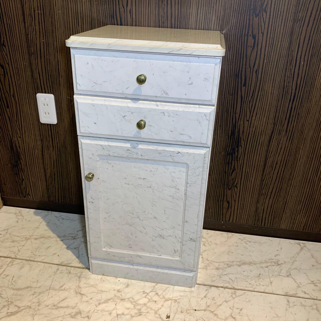 カリモク　電話台　大理石風