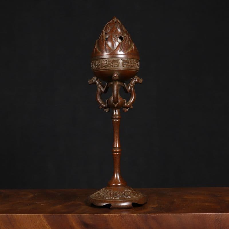 銅製 香炉 龍鳳博山香り炉 檀香炉 茶道具 香道具 装飾品 工芸品 置物