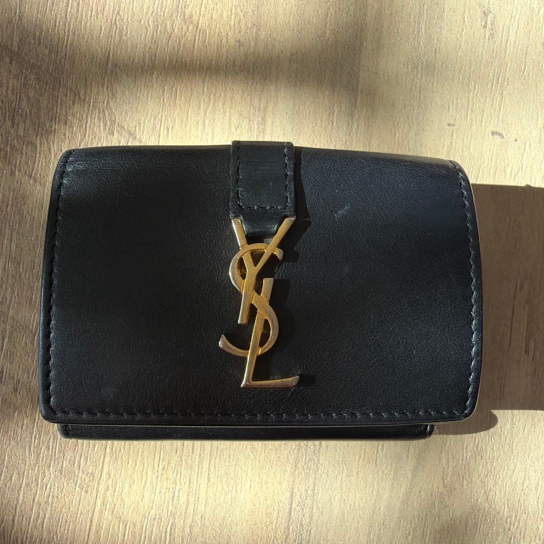 SAINT LAURENT ブラックレザー 三つ折り財布