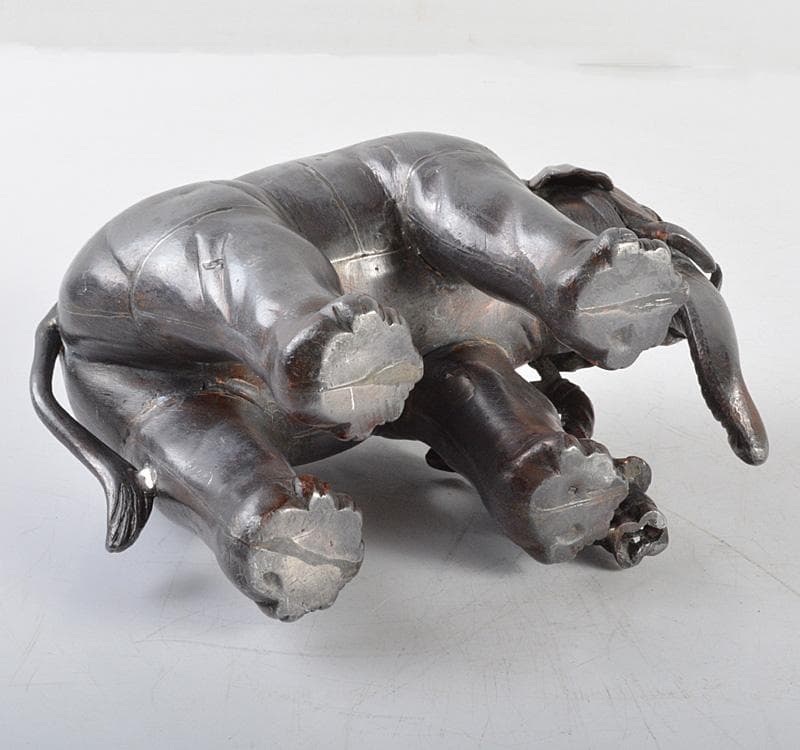 中国　あんちん製　象に唐子　置物　約1089g　M　R4775