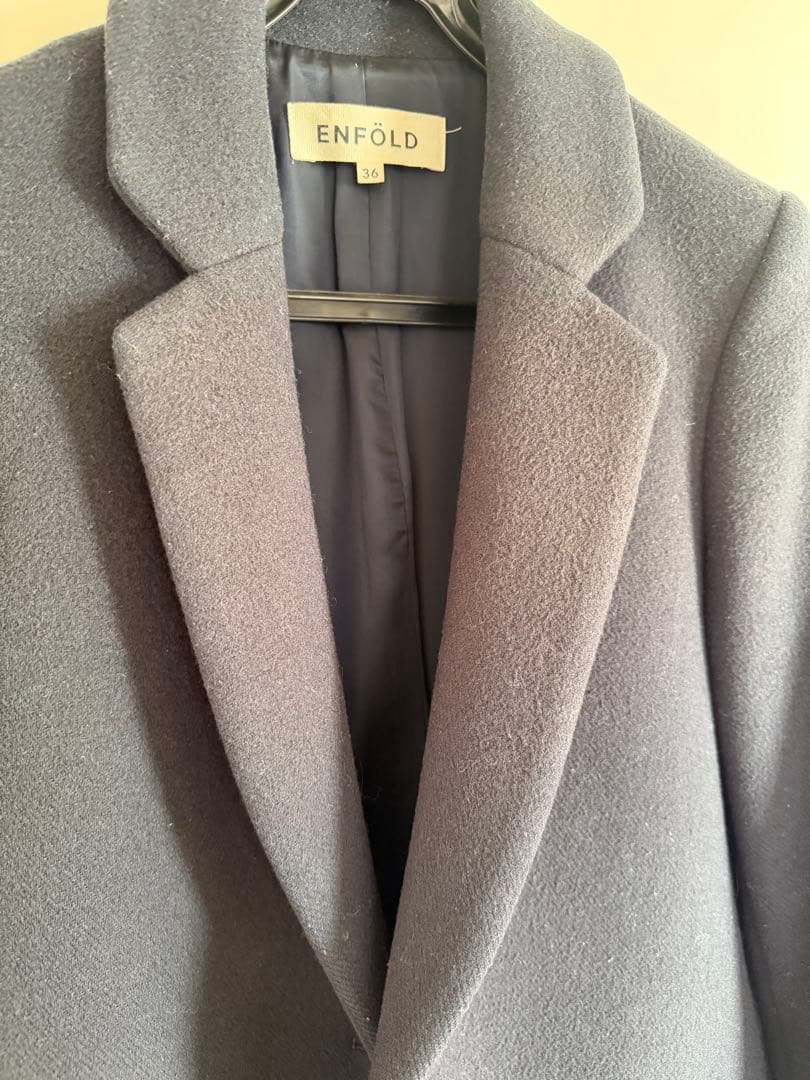 エンフォルド チェスターコート コクーン ロング ダークネイビー 36