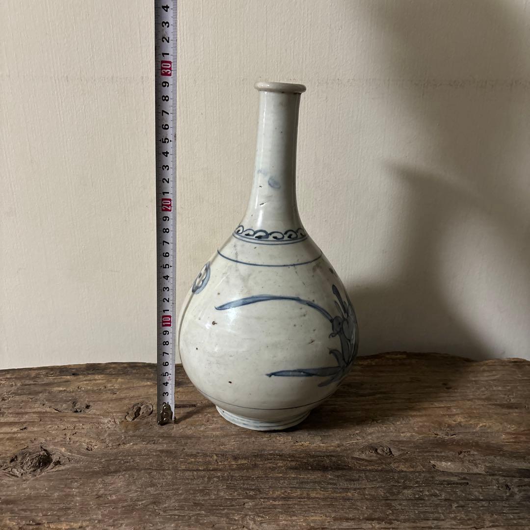 古伊万里染付徳利瓶　古道具　アンティーク　骨董　壷　花瓶　花入　白磁　検:李朝