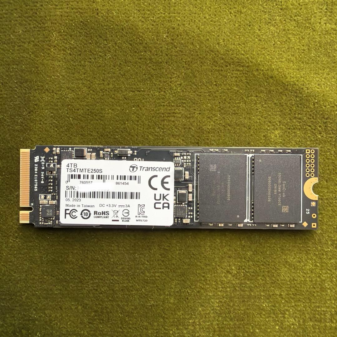 トランセンド PCle SSD M.2 Gen 4X4 250S 4TB