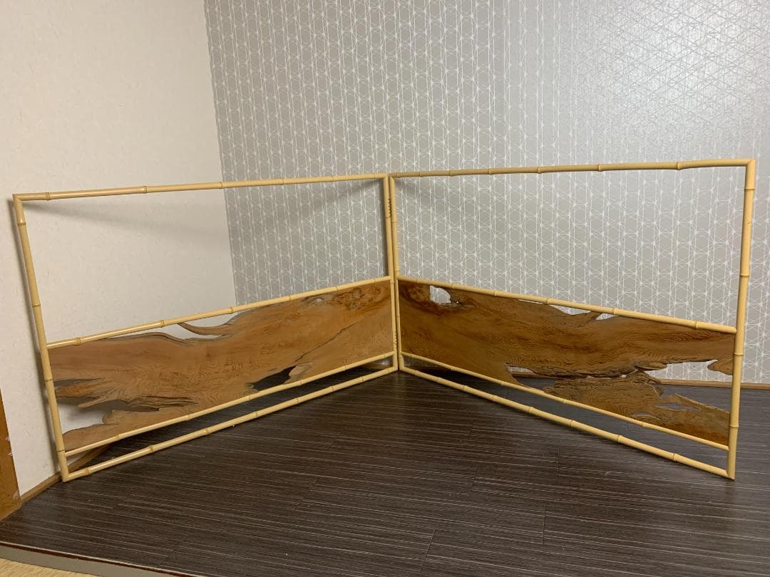 屋久杉 上透し 白竹縁 腰張 風炉先屏風 茶道具 460