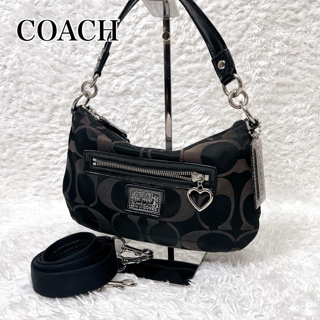 コーチ　2way ショルダーバッグ F20044 ブラック ハートチャーム