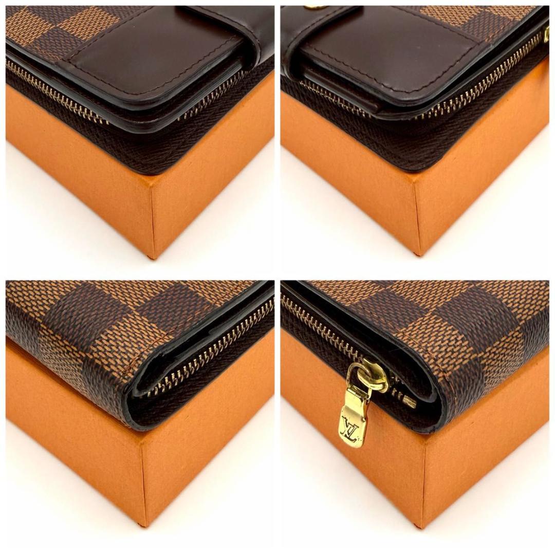 【極美品】ヴィトン ダミエ エベヌ コンパクトジップ 二つ折り財布 N61668