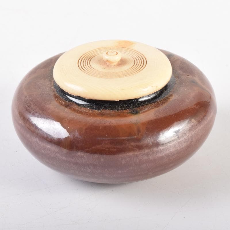 茶道具　京焼　平安　森岡嘉祥造　瀬戸　大海茶入　仕覆付　共箱　V　6959