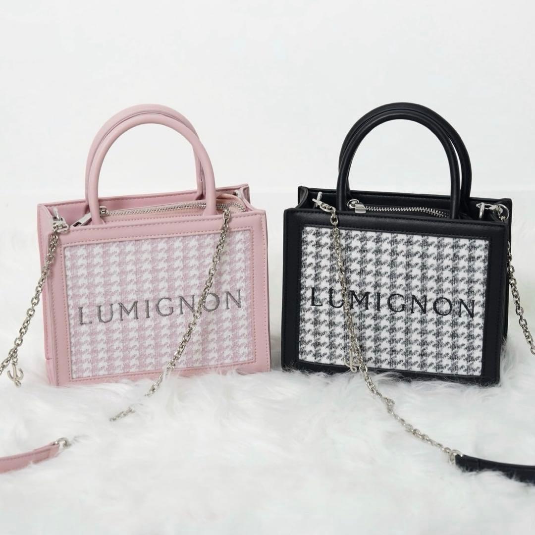 Lumignon houndstooth 2way bag ブラック ルミニョン